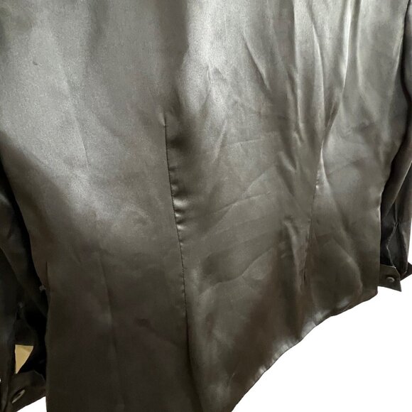 Vtg ICE Womens Gray Silk Satin Jacket Open Front Lined Sz Medium - Picture 6 of 12